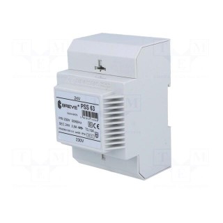 Transformer: mains | 63VA | 230VAC | 24V | IP30 | Mounting: DIN | 1.1kg