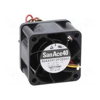 Fan: DC | axial | 12VDC | 40x40x28mm | 54m3/h | 64dBA | ball bearing