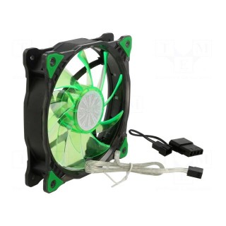 Fan: DC | axial | 12VDC | 120x120x25mm | 23.2dBA | slide bearing | green