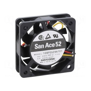 Fan: DC | axial | 24VDC | 52x52x15mm | 22.5m3/h | 36dBA | ball bearing