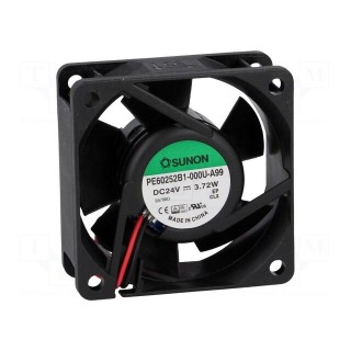 Fan: DC | axial | 24VDC | 60x60x25mm | 61.16m3/h | 44dBA | ball bearing