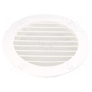 Accessories: ventilation grille | white | Body dim: Ø133x26mm | ABS
