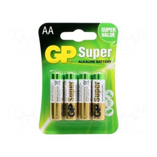 Battery: alkaline | 1.5V | AA | Batt.no: 4 | non-rechargeable