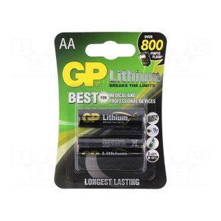 Battery: lithium | 1.5V | AA | Batt.no: 2 | non-rechargeable