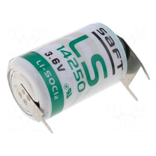 Battery: lithium | 3.6V | 1/2AA | 3pin,positive pole:  2pin | 1200mAh