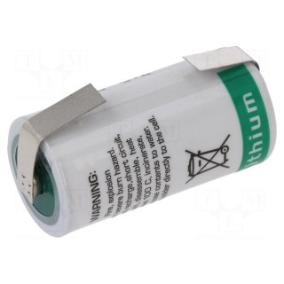 Battery: lithium | 3.6V | 17335,2/3A | soldering lugs | Ø16.5x33.4mm