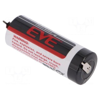 Battery: lithium | 3.6V | 18505 | 2pin,for PCB | Ø18.7x50.5mm | 3800mAh