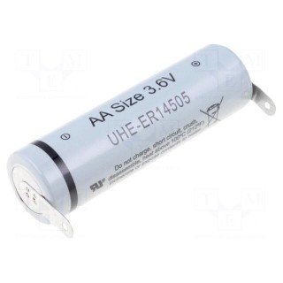 Battery: lithium | 3.6V | AA | soldering lugs | Ø14.5x50.5mm | 2000mAh