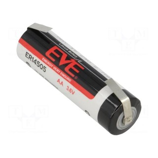 Battery: lithium | 3.6V | AA | soldering lugs | Ø14.5x50.5mm | 2700mAh