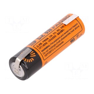 Battery: lithium | 3.6V | AA | soldering lugs | Ø14.5x50.6mm | 2100mAh