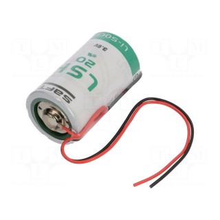 Battery: lithium | 3.6V | D | cables | Ø33.5x61.5mm | 13000mAh
