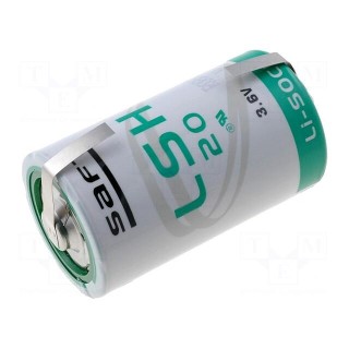 Battery: lithium | 3.6V | D | soldering lugs | Ø33.5x61.5mm | 13000mAh