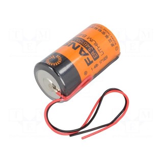 Battery: lithium | 3.6V | D | cables | Body dim: Ø34.2x61.5mm | 13000mAh