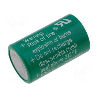 Battery: lithium | 3V | 1/2AA,1/2R6 | Ø14.6x25mm | 950mAh
