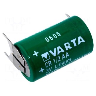 Battery: lithium | 3V | 1/2AA,1/2R6 | 3pin,positive pole:  2pin