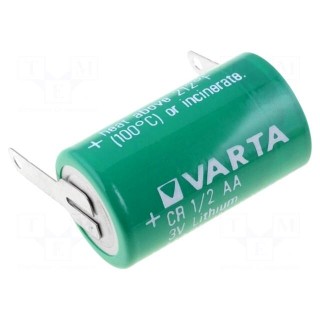 Battery: lithium | 3V | 1/2AA,1/2R6 | soldering lugs | Ø14.6x25mm