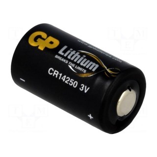 Battery: lithium | 3V | 1/2AA | 800mAh | non-rechargeable | Ø14.3x25mm