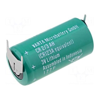Battery: lithium | 3V | 2/3A,2/3R23 | 3pin | 1500mAh | non-rechargeable