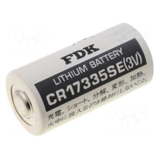 Battery: lithium | 3V | 2/3A,2/3R23 | Ø17x33.5mm | 1800mAh