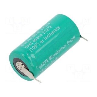 Battery: lithium | 3V | 2/3AA,2/3R6 | 1600mAh | non-rechargeable