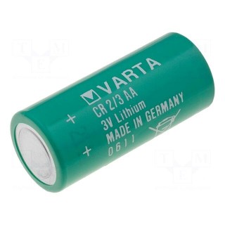 Battery: lithium | 3V | 2/3AA,2/3R6 | Ø14.8x33.5mm | 1350mAh