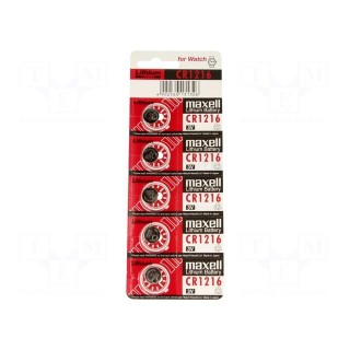 Battery: lithium | 3V | CR1216,coin | Batt.no: 5 | Ø12x1.6mm