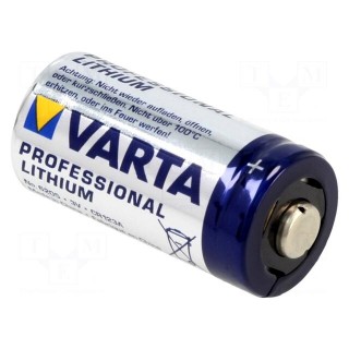 Battery: lithium | 3V | CR123A,CR17345 | Ø16.8x34.5mm | 1600mAh