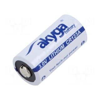 Battery: lithium | 3V | CR123A,R123 | 1500mAh | Ø17x33.5mm