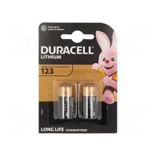 Battery: lithium | 3V | CR123A,R123 | non-rechargeable | Ø17x34mm