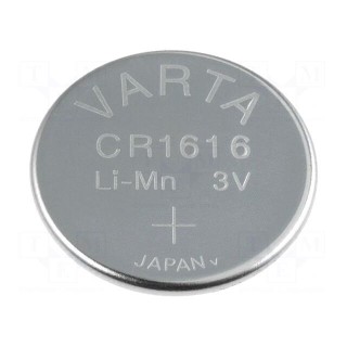 Battery: lithium | 3V | CR1616,coin | Ø16x1.6mm | 55mAh