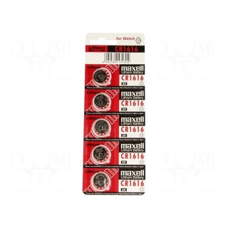 Battery: lithium | 3V | CR1616,coin | Batt.no: 5 | Ø16x1.6mm