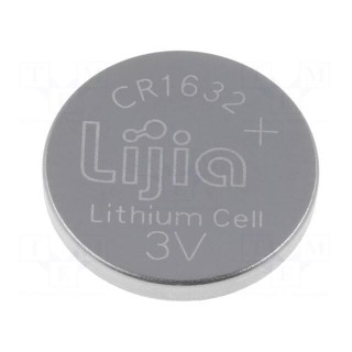 Battery: lithium | 3V | CR1632,coin | 120mAh | non-rechargeable