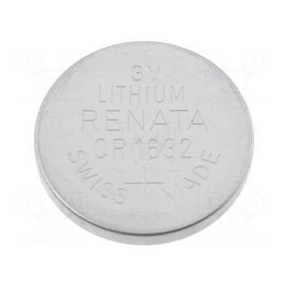 Battery: lithium | 3V | CR1632,coin | Ø16x3.2mm | 125mAh