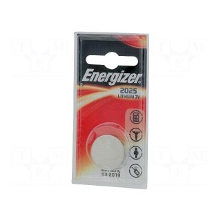 Battery: lithium | 3V | CR2025,coin | non-rechargeable | 1pcs.