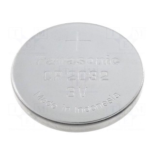 Battery: lithium | 3V | CR2032,coin | 220mAh | non-rechargeable