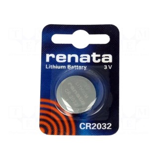 Battery: lithium | 3V | CR2032,coin | Batt.no: 1 | Ø20x3.2mm | 225mAh