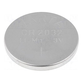 Battery: lithium | 3V | CR2032,coin | 230mAh | non-rechargeable