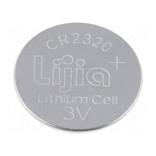 Battery: lithium | 3V | CR2320,coin | 130mAh | non-rechargeable