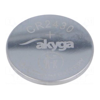 Battery: lithium | 3V | CR2430,coin | 270mAh | non-rechargeable