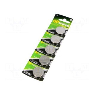 Battery: lithium | 3V | CR2430,coin | 270mAh | non-rechargeable | 5pcs.