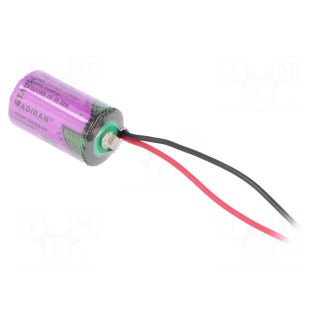 Battery: lithium (LTC) | 3.6V | 1/2AA | cables | Ø14.7x25.2mm | 1200mAh