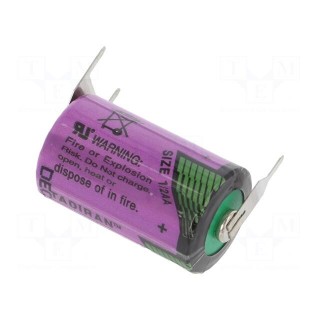 Battery: lithium (LTC) | 3.6V | 1/2AA | Ø14.7x25.2mm | 1200mAh
