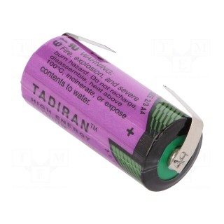 Battery: lithium (LTC) | 3.6V | 2/3AA,2/3R6 | soldering lugs