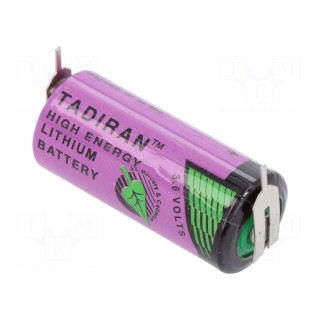 Battery: lithium (LTC) | 3.6V | 2/3AA,2/3R6 | 2pin | Ø14.7x33.5mm