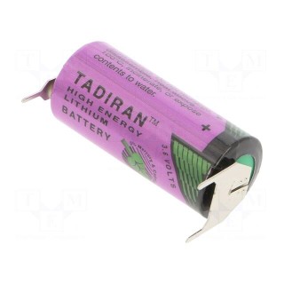 Battery: lithium (LTC) | 3.6V | 2/3AA,2/3R6 | Ø14.7x33.5mm | 1500mAh