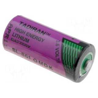 Battery: lithium (LTC) | 3.6V | 2/3AA,2/3R6 | Ø14.7x33.5mm | 1600mAh