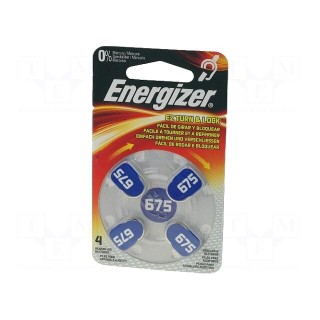 Battery: zinc air (ZnO2) | 1.4V | AC675,R1154,coin | Batt.no: 4
