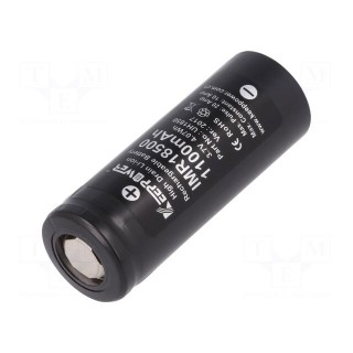Re-battery: Li-Ion | 18500 | 3.7V | 1100mAh | Ø18.5x50mm | 10A