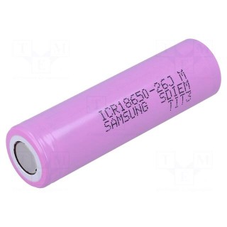 Re-battery: Li-Ion | 18650,MR18650 | 3.6V | 2600mAh | Ø18.4x65mm | 5.2A