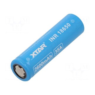 Re-battery: Li-Ion | 18650,MR18650 | 3.6V | 2600mAh | Ø18.6x65mm | 30A